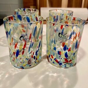 Set of 4 NWT Murano Lowball Glasses – Alessandro Coppola Multicolor Murrine Art